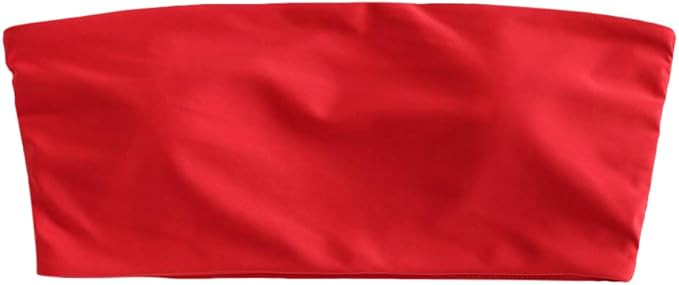 ZAFUL Women's Strapless Solid Color 2 Pieces Swimsuit Bandeau Bikini Bathing Suit | Amazon (US)