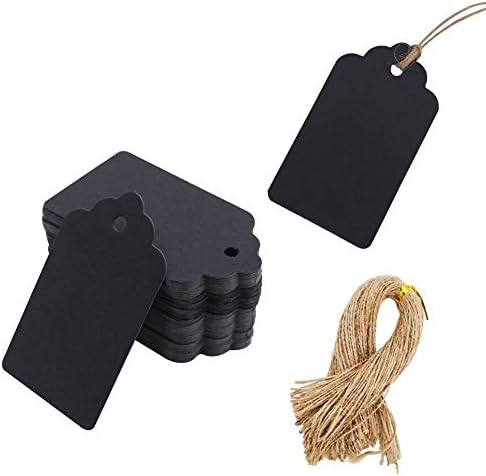 SallyFashion 100pcs Black Paper Gift Tags with Free 100 Root Natural Jute Twine ( Water Ripple ) | Amazon (US)