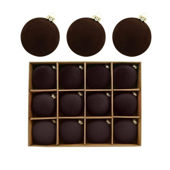 Velvet Christmas Ornaments, Flocked Christmas Balls, 12 Pcs 2.4 Inch Hanging Xmas Tree Decoration... | Walmart (US)