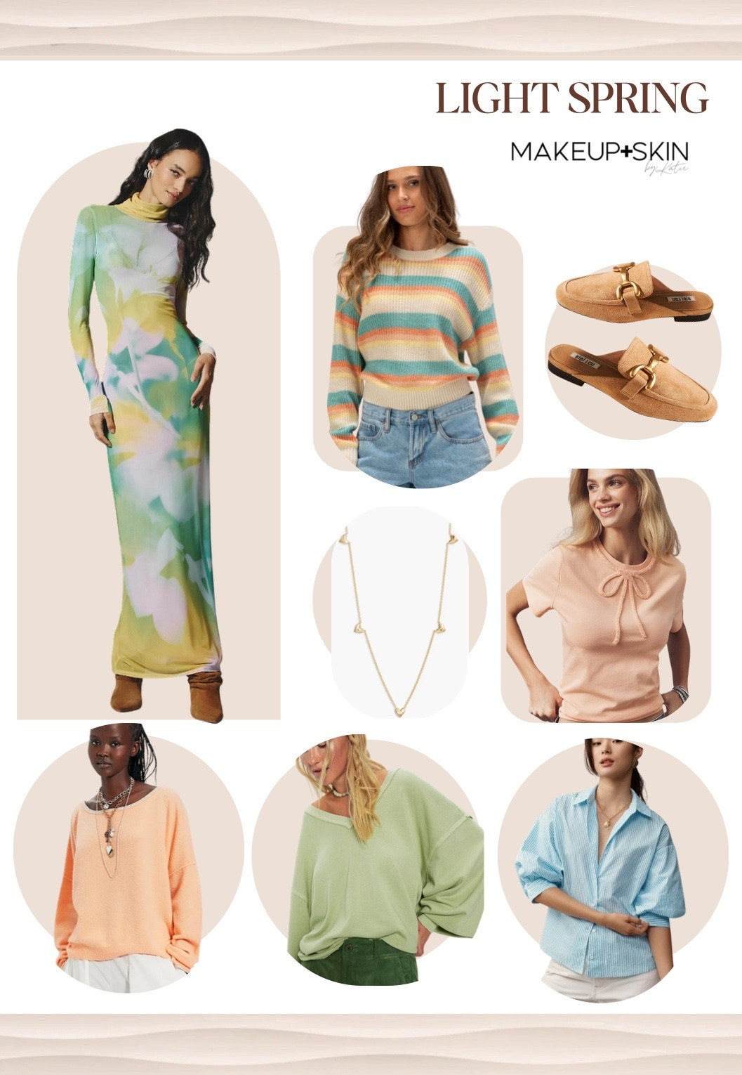 Light Spring you glow in light, warm, fresh colors with very little depth. Soft coral, light peach, aqua, warm mint, pale yellow, and light warm neutrals all work well. Everything should feel airy and youthful. Avoid dark colors, strong contrast, and overly saturated shades, which feel too heavy.

#LTKFindsUnder100 #LTKdayinmylife #LTKSeasonal