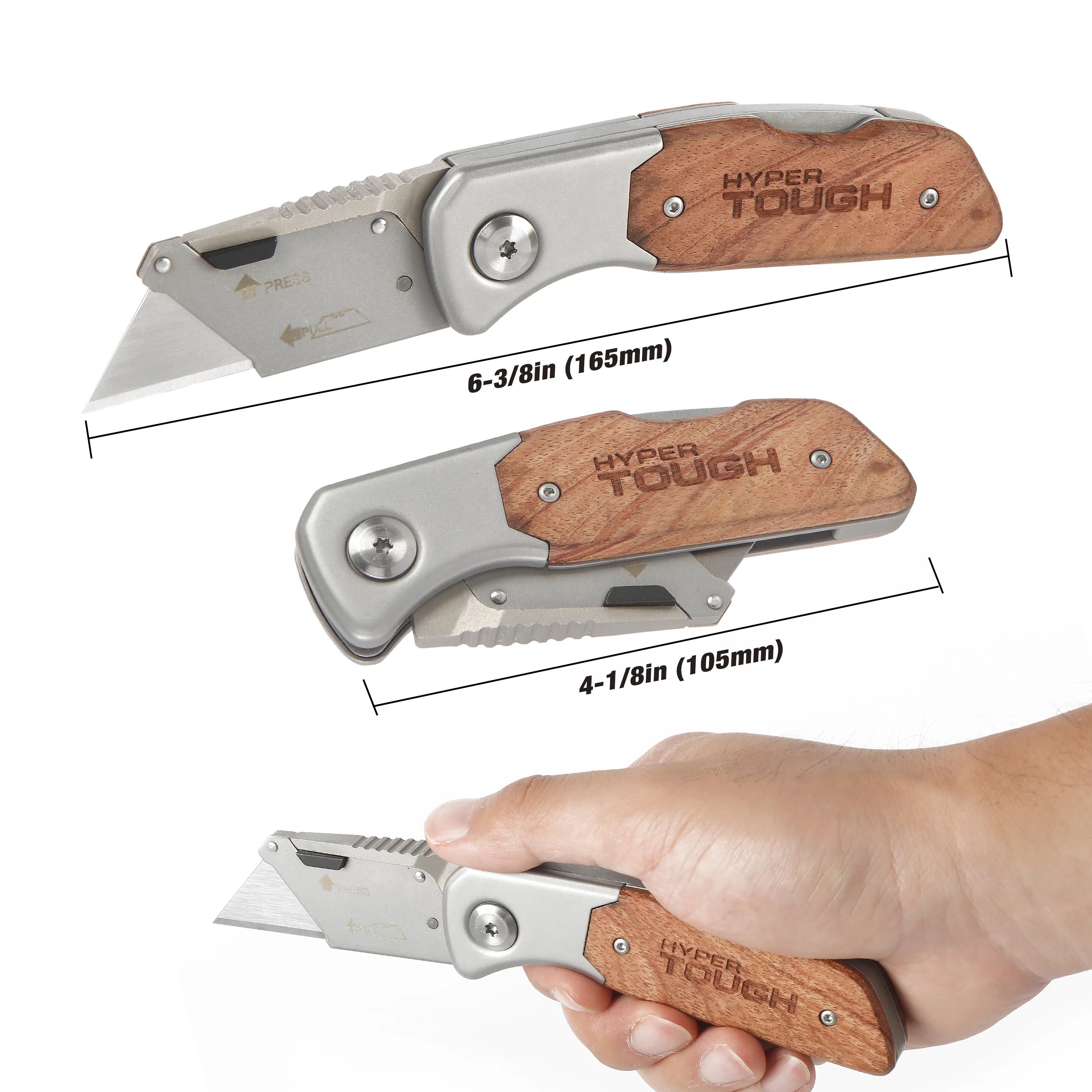 Hyper Tough Folding Lock Back Utility Knife with Wood Handle, Model 42869 - Walmart.com | Walmart (US)