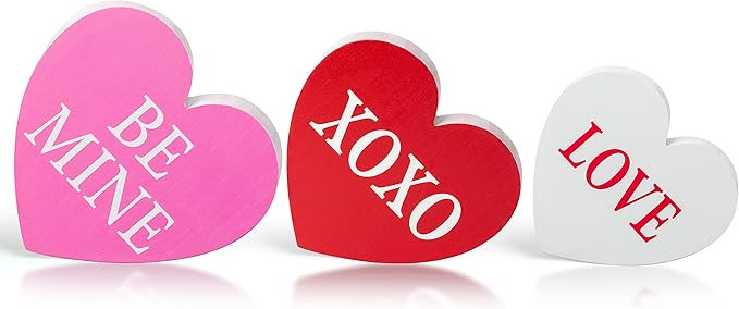 WATINC 3Pcs Happy Valentine‘s Day Table Decor Tiered Tray Sign, Double-sided Sweet Love Heart S... | Amazon (US)