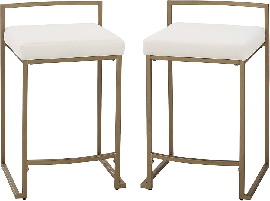 Crosley Furniture Harlowe Upholstered Seat Counter Height Bar Stools Set of 2, Kitchen and Dining... | Amazon (US)
