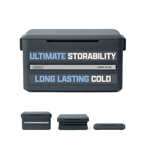 Coleman Snap 'N Go 55-Quart Collapsible Hard Cooler, Portable Hard-Sided Cooler with Waterproof Removable Liner, Space-Saving & Quick Set Up, 64 Hours Cold, Mussel Grey | Amazon (US)