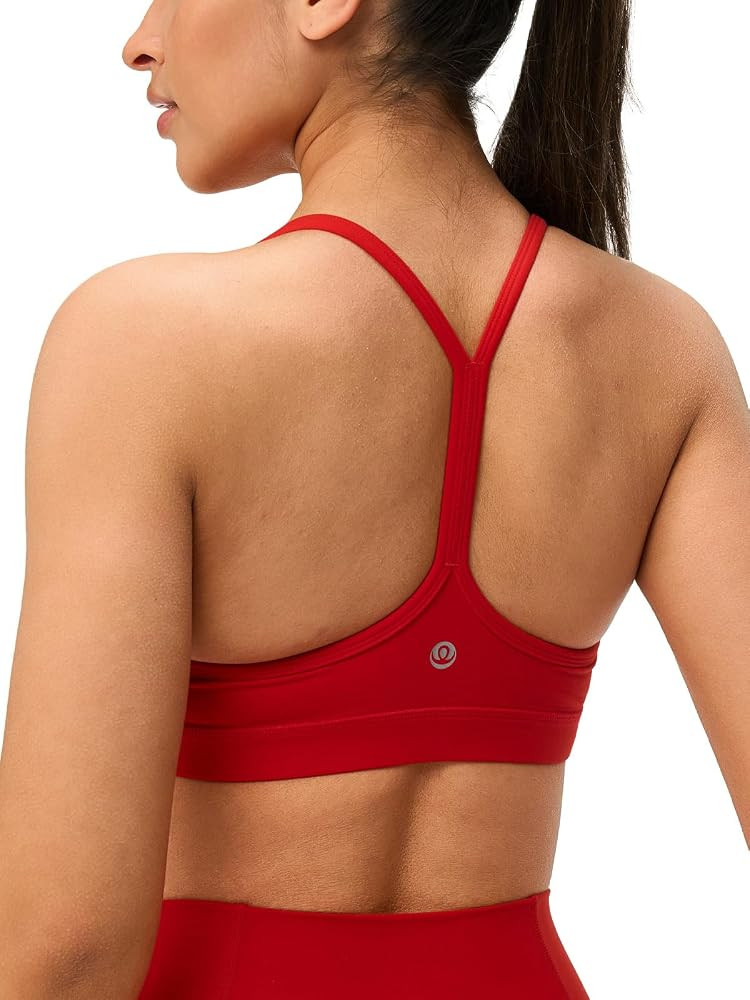 Womens Y Back Padded Sports Bra Strappy U Neck Butter Soft Low Impact Workout Bras Yoga Pilates W... | Amazon (US)
