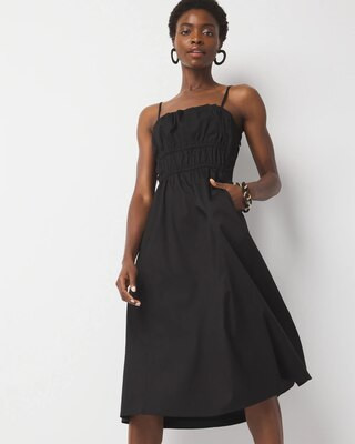 Poplin Tie Back Midi Dress | White House Black Market