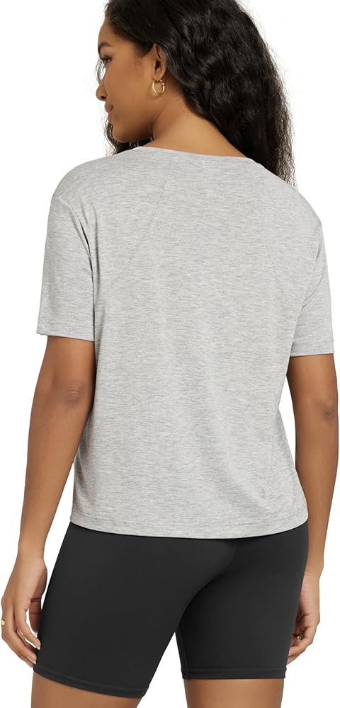ODODOS Modal Soft Short Sleeve Shirts for Women Crew Neck Yoga Tee Casual Workout Tops | Amazon (US)