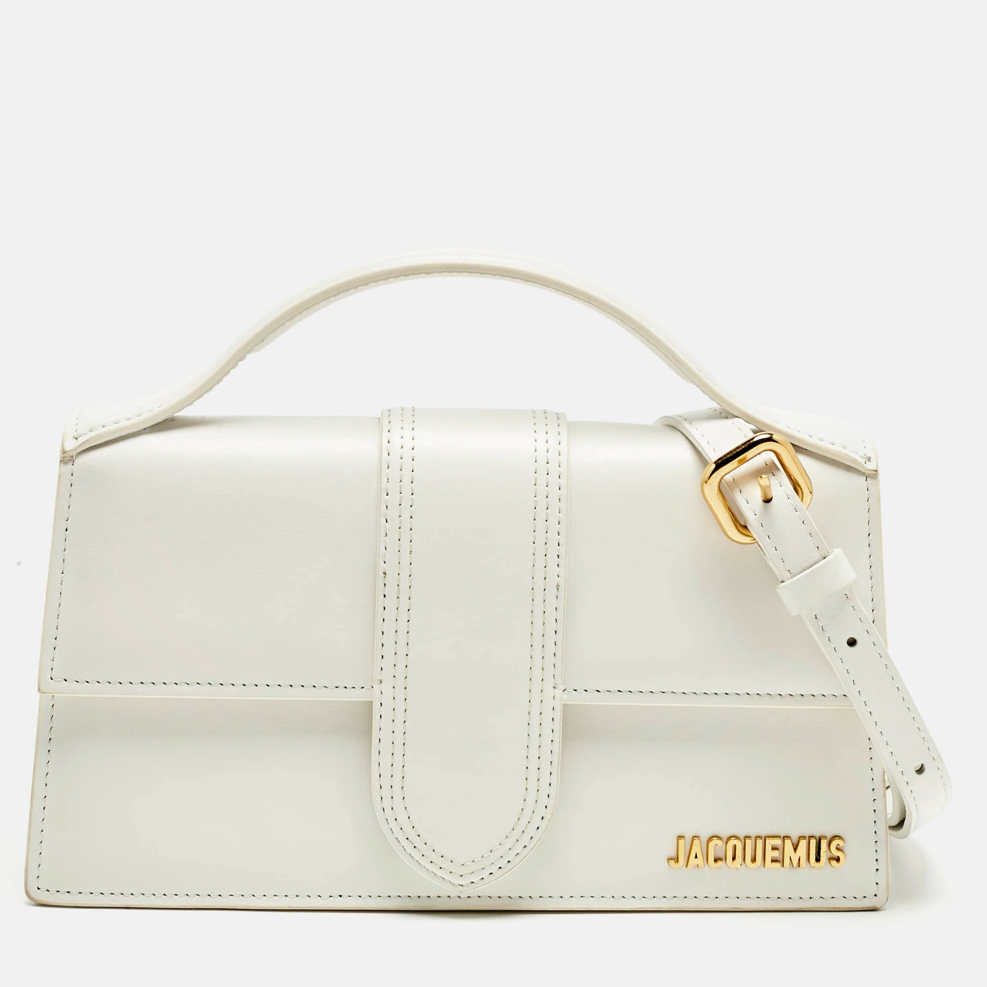 Jacquemus White Leather Le Grand Bambino Top Handle Bag | Shop Simon