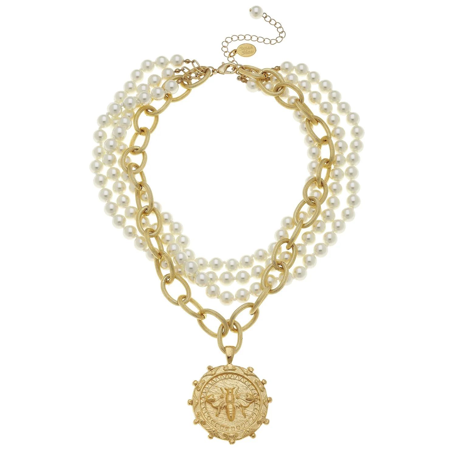 Bee Pendant Multi-Strand Pearl Necklace | Susan Shaw