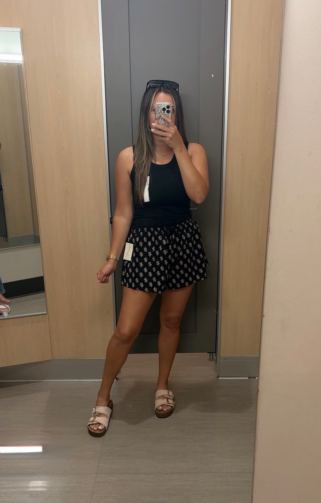 These pull-on shorts are so cute and easy to dress up or down. They flare  around the legs so they give the illusion of a skirt! Would look adorable with a white tube top too (linked)