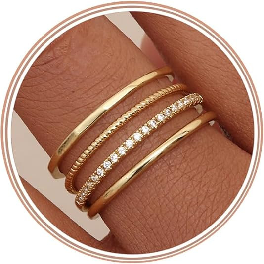 MILACOLATO 14K Gold Plated 1.3mm Thin Stackable Rings for Women - Minimalist Non Tarnish Half Cub... | Amazon (US)
