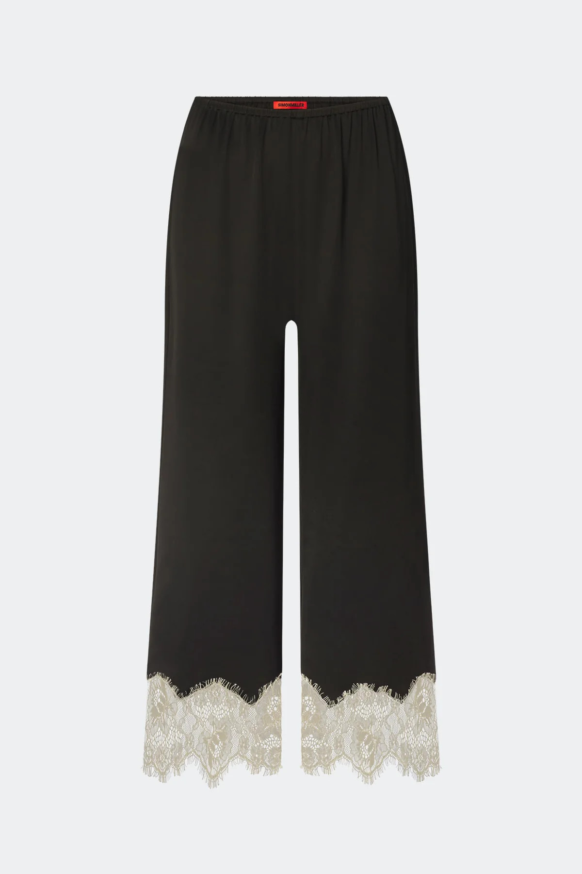 Nella Satin Lace Pant In Black/Bone | Simon Miller