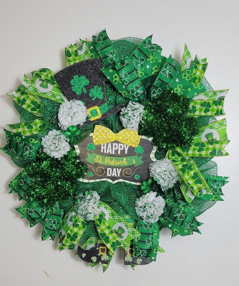 St Patrick Wreath, Wreath for Front Door, St Patrick's Day Wreath, Shamrock Wreath, Happy St Patr... | Etsy (US)