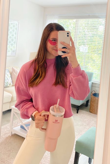 Post Pilates, Work from Home OOTD 🤍 Eye Patches from Grace & Stella, Abercrombie Essential Mini Sunday Cutoff Sweatshirt (size S - runs oversized), Fabletics leggings (size XS), and my Stanley 40 oz cup! Style my hair with my L’ange and Revlon Blowout brush that is 50% off!!

#LTKFitness #LTKU #LTKbeauty