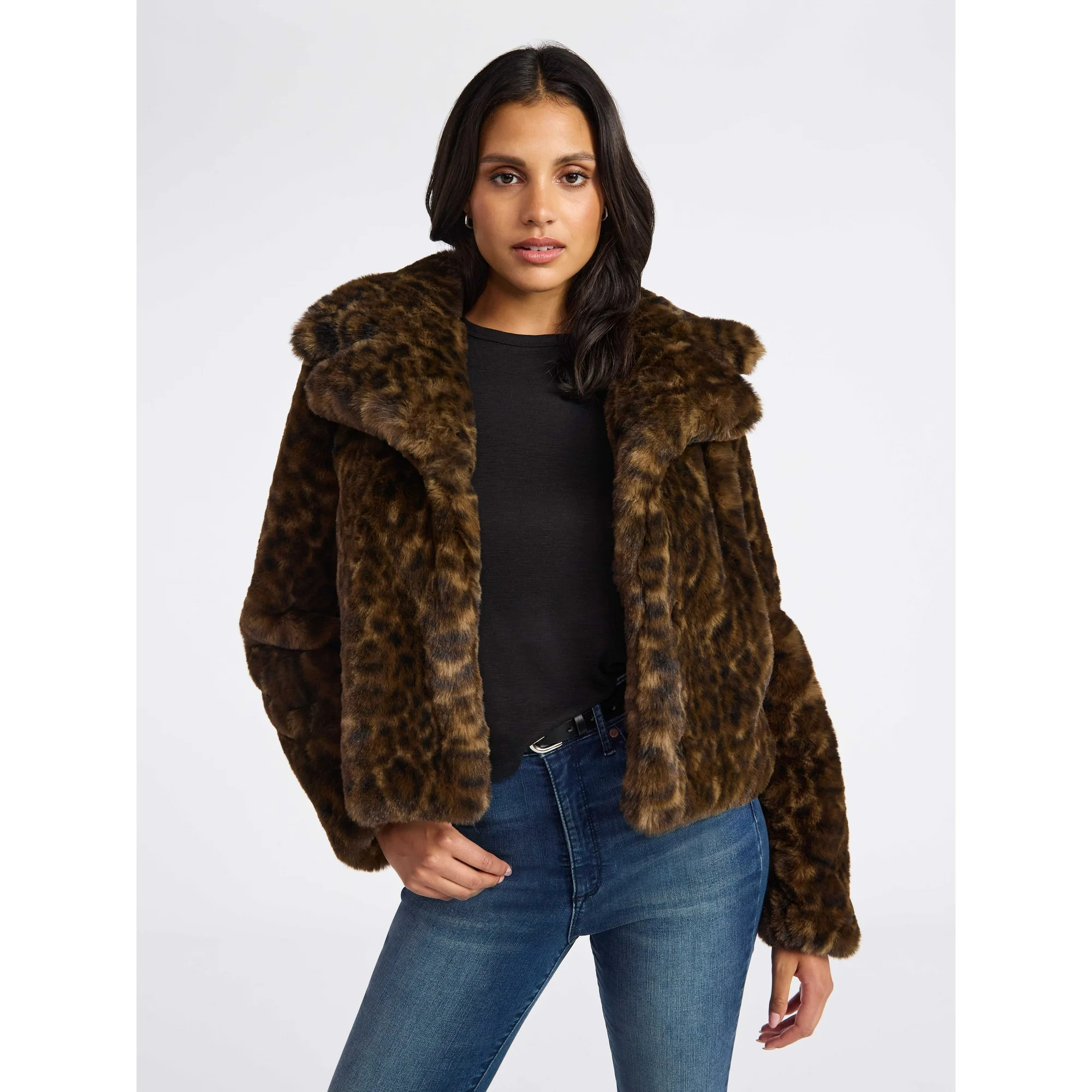 Sofia by Sofia Vergara Women's and Women's Plus Size Faux Fur Chubby Jacket, Sizes XS-4X | Walmart (US)
