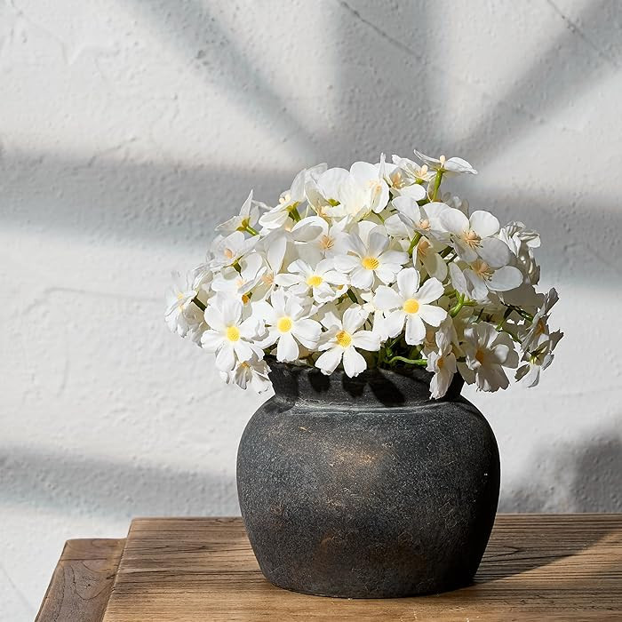 SIDUCAL Ceramic Flower Vase with Wide Mouth Lace, 5.1 Inch Pottery Rustic Farmhouse Boho Vases, S... | Amazon (CA)