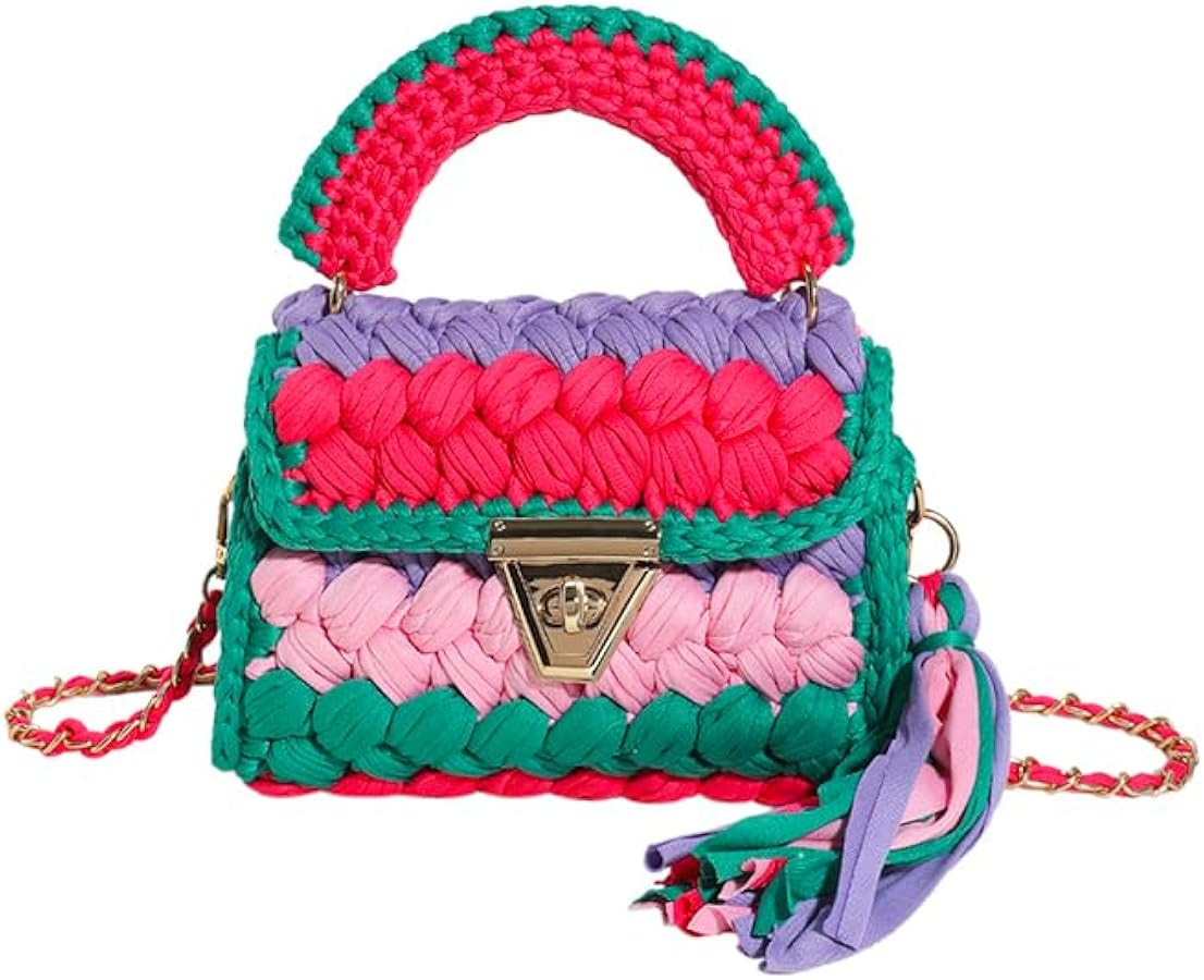 Handmade Crochet Wedding Party Purse Crossbody Bags for Women Shoulder Bag Clutch Flap Evening Ba... | Amazon (US)