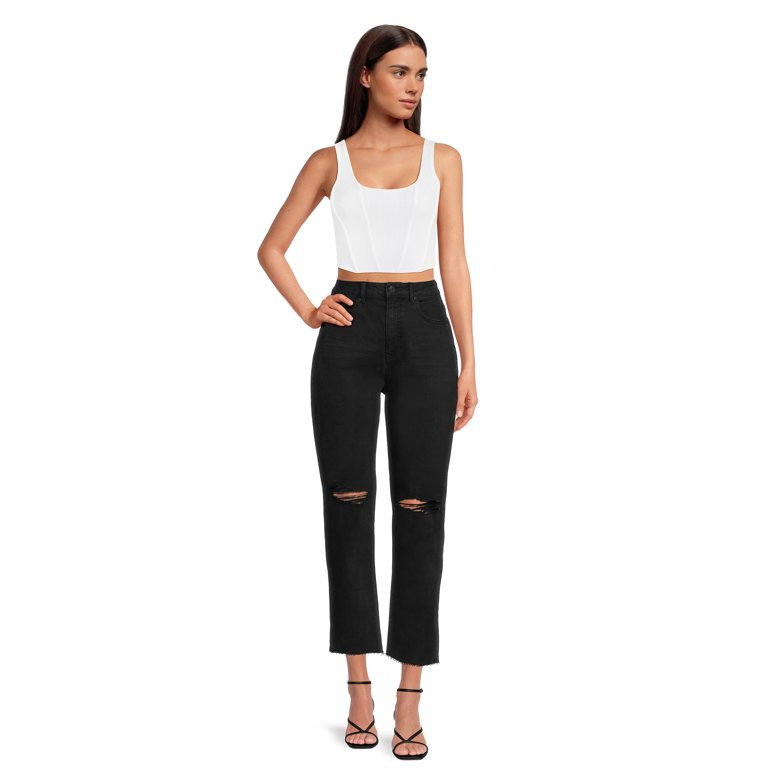 No Boundaries Juniors Ribbed Square Neck Bustier | Walmart (US)