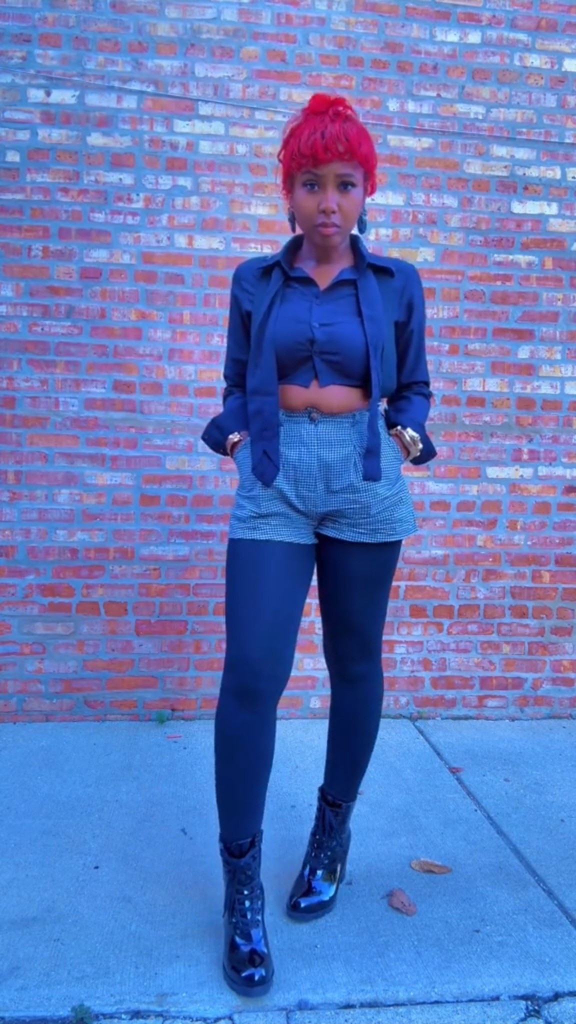Fall layering done right. Cropped blouse, tailored shorts, opaque tights, and combat boots for an easy edgy look that works day to night. 

#LTKootd