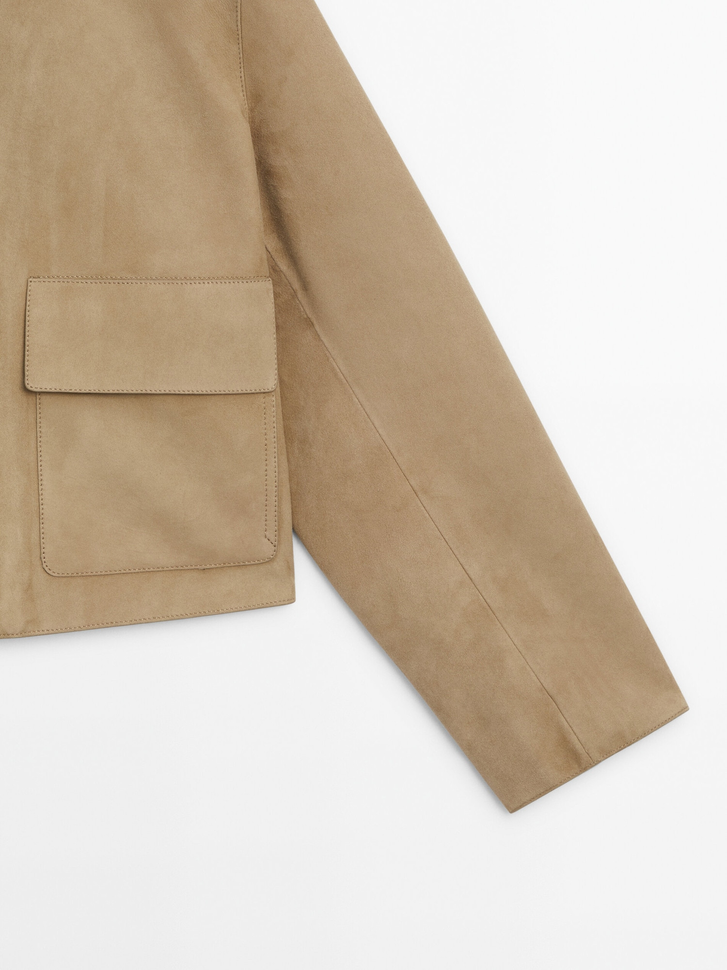 Jacke aus Wildleder mit Taschen | Massimo Dutti DE
