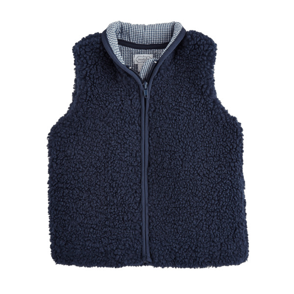 Mud Pie Navy Sherpa Zip Toddler Vest in Blue, Size 2T-3T | 100% Cotton | Mud Pie
