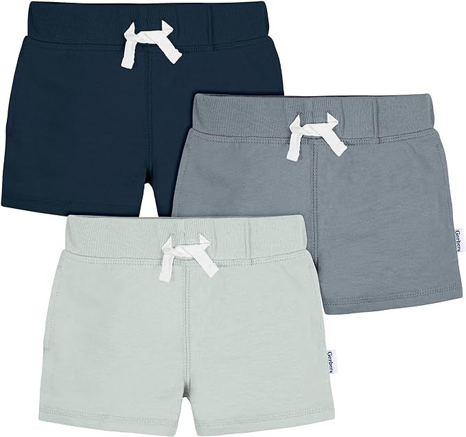 Gerber Baby Boys' Toddler 3-Pack Pull-on Knit Shorts | Amazon (US)