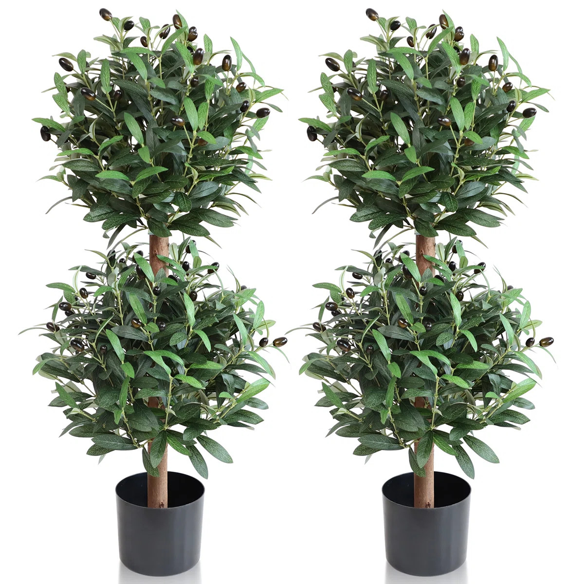 Artificial Olive Tree Topiary Plant with Pot Set of 2 | Wayfair North America