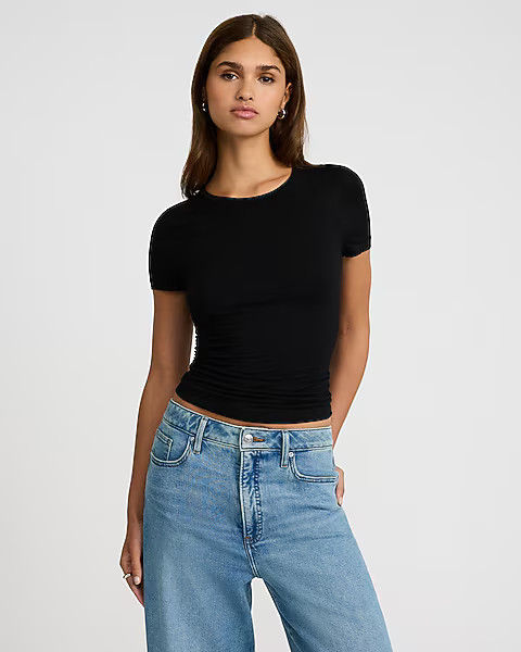 Supersoft Fitted Double Layer Crew Neck Tee | Express