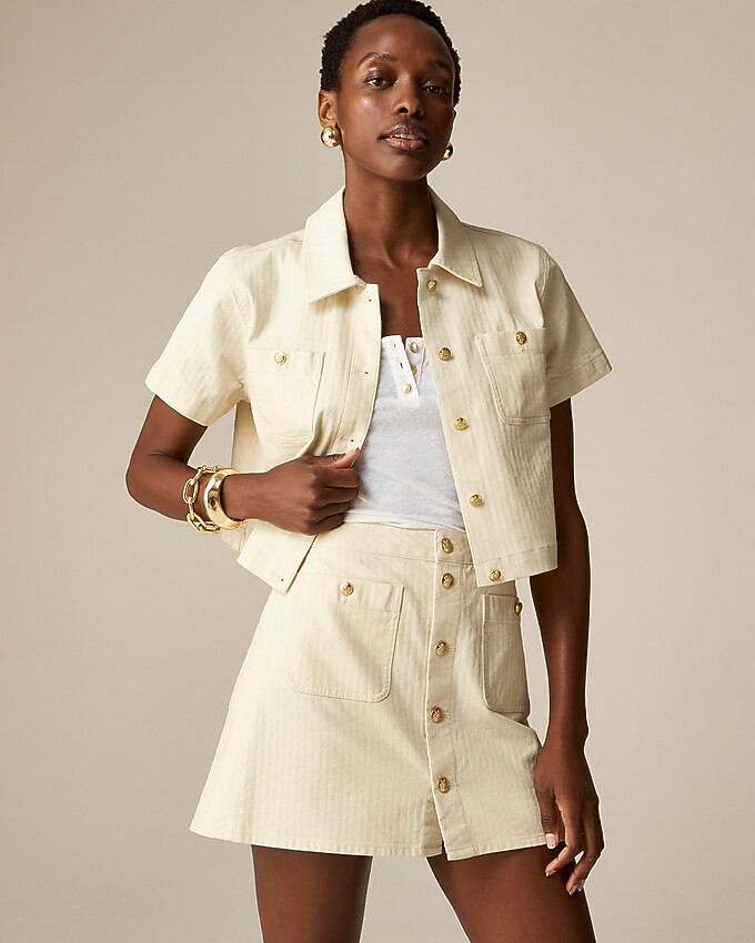 Denim button-up top in ecru | J. Crew US