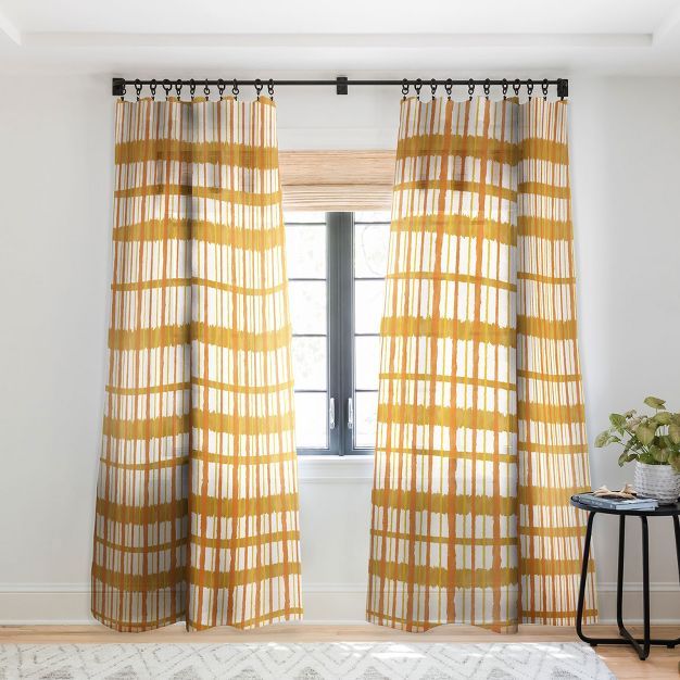 Kierkegaard Design Studio Hygge Retro Stripe Painted Plaid Curtain Panel - Deny Designs | Target