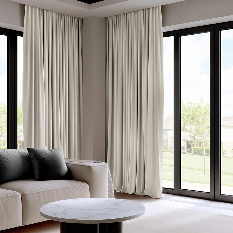 Aldreda Extra Wide Solid Rod Pocket Room Darkening Curtains - Single Panel Drapes | Wayfair North America