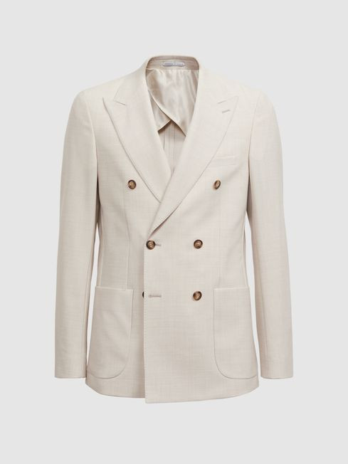 Reiss Stone Belmont Slim Fit Double Breasted Wool Blend Blazer | Reiss UK