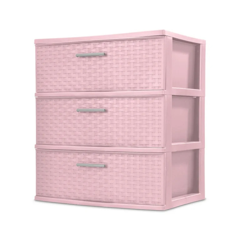 Sterilite Plastic 3 Drawer Wide Weave Tower Blush Pink - Walmart.com | Walmart (US)