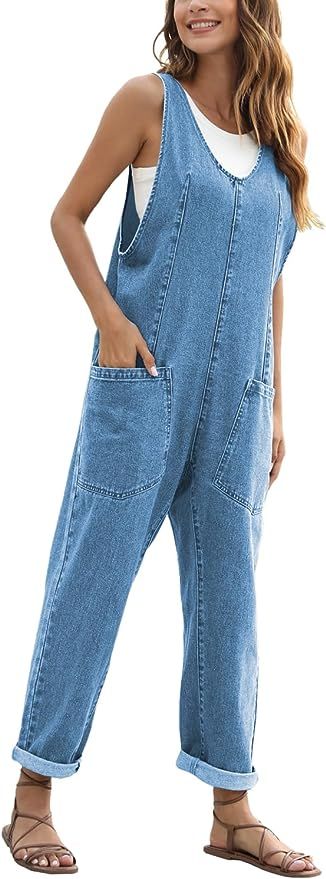 GREAIDEA High Roller Denim Jumpsuits for Women Casual Sleeveless Loose Baggy Overalls Jeans Pants... | Amazon (US)