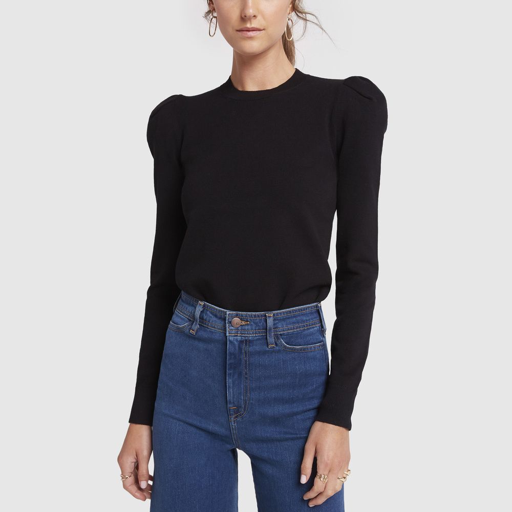 Co Puff-Sleeve Sweater in Black, Large | goop
