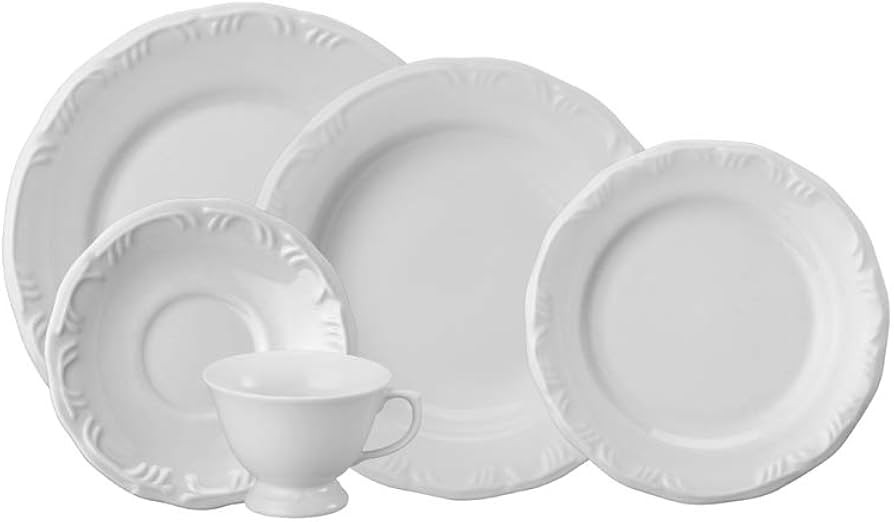 Serviço de Jantar e Chá 20 peças Porcelana, Branco, Schmidt | Amazon (BR)