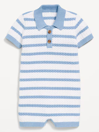 Collared Sweater-Knit Henley One-Piece Romper for Baby | Old Navy (US)
