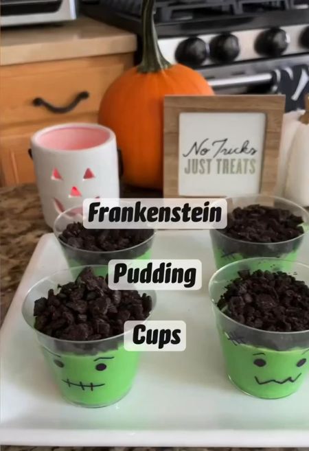 Frankenstein pudding cups, Halloween treats 

#LTKHalloween #LTKparties #LTKSeasonal