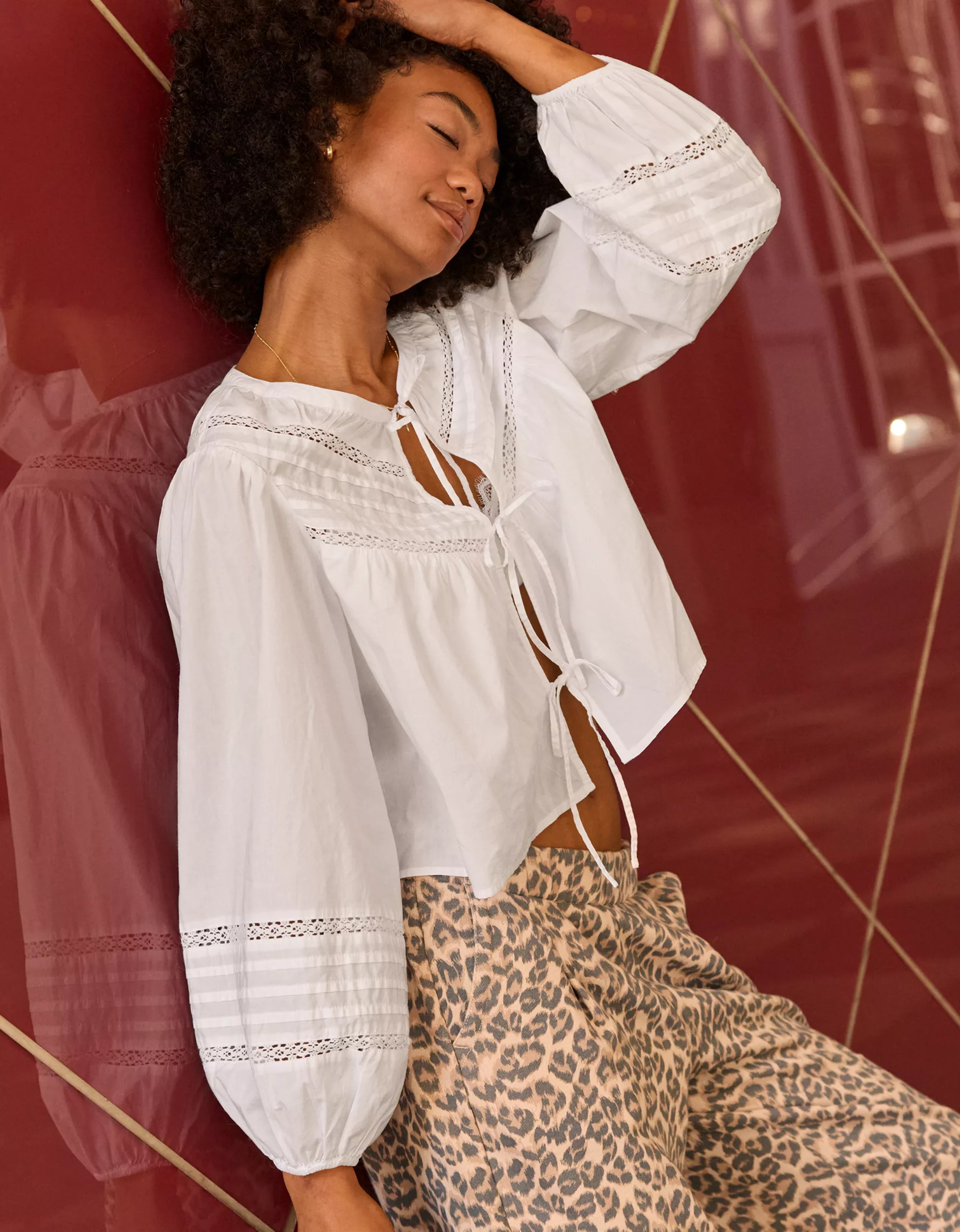 Aerie Long Sleeve Tie Front Top | American Eagle Outfitters (US & CA)