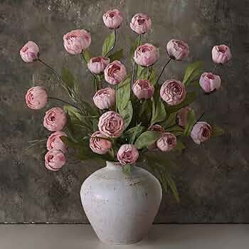 VIERENA 12 Pcs Faux Silk Peony Artificial Flowers for Vase -27", Bulk Fake Peonies Branches with ... | Amazon (US)