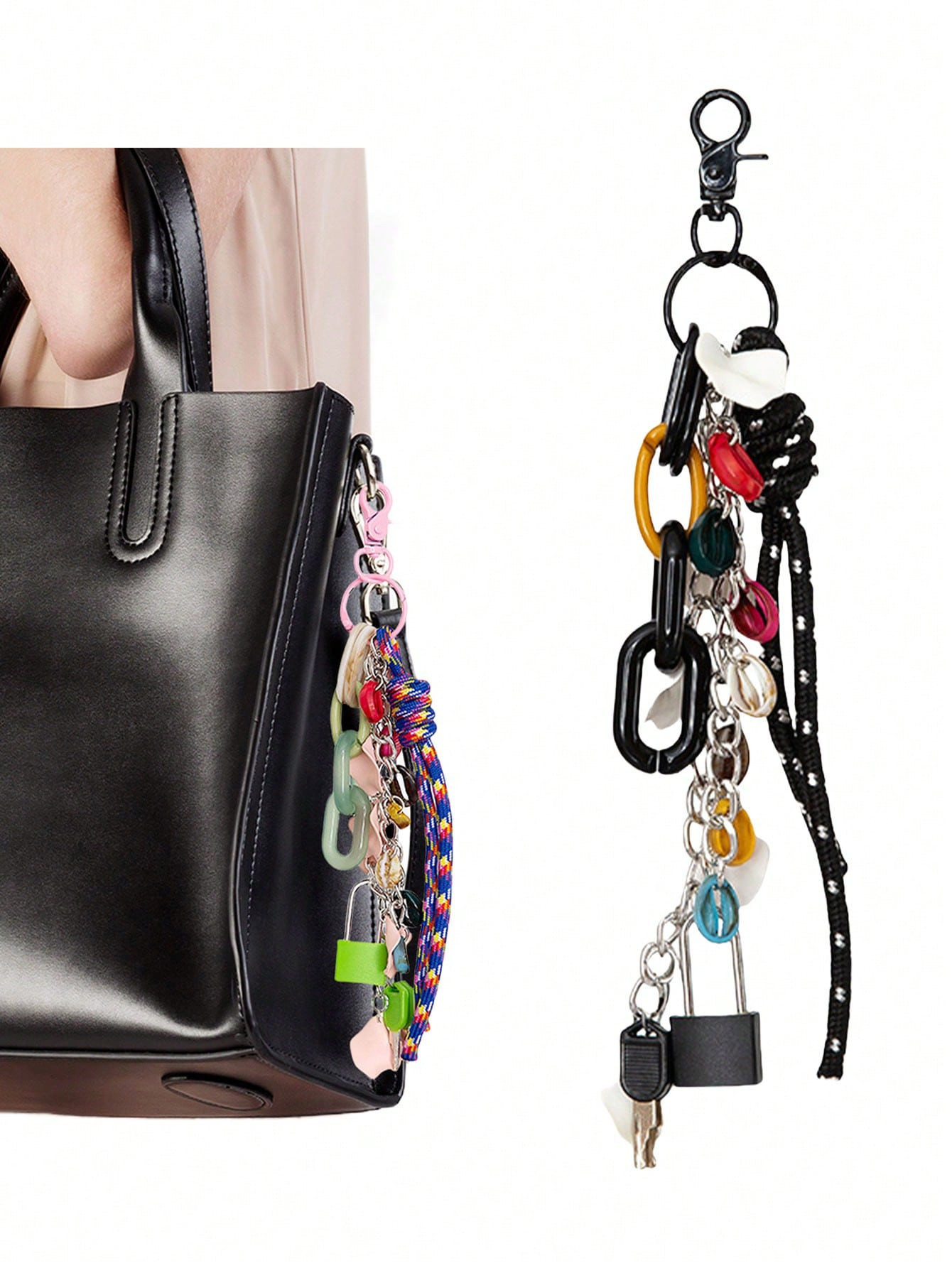 1PC Tassels Keychain/Bag Charm Tassel Leaf Key Lock Bell Women Wallet Bag Pendant Charms Girl Flo... | SHEIN