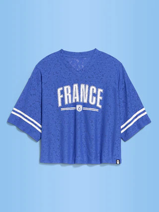 FIFA World Cup 26\u2122 France Boxy Lace V-Neck T-Shirt for Women | Old Navy (US)