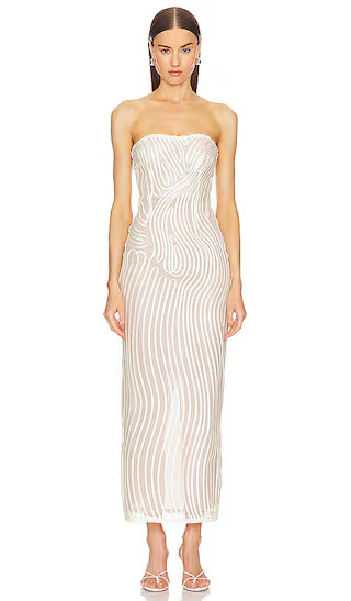 x REVOLVE Opal Midi Dress in Ivory & Beige | Revolve Clothing (Global)