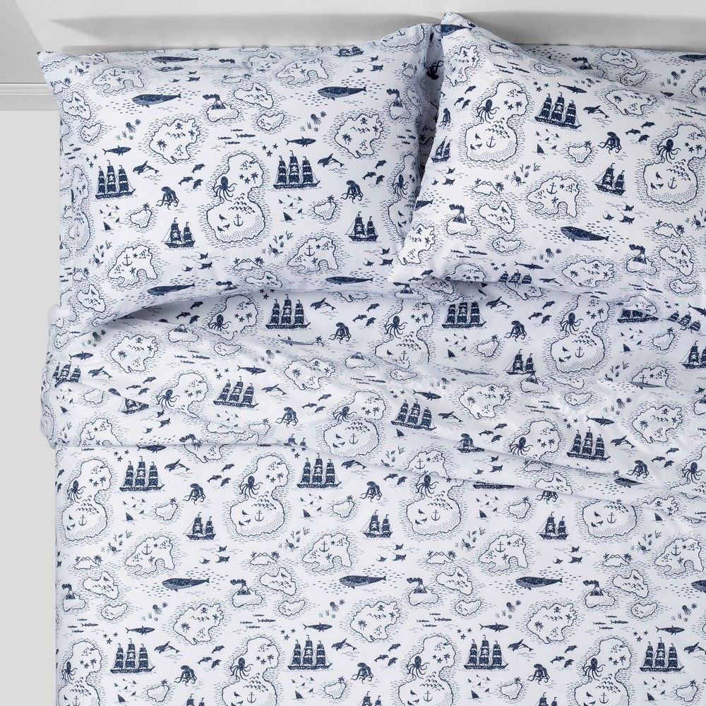 3pc Twin Treasure Island Sheet Set Blue - Pillowfort | Target