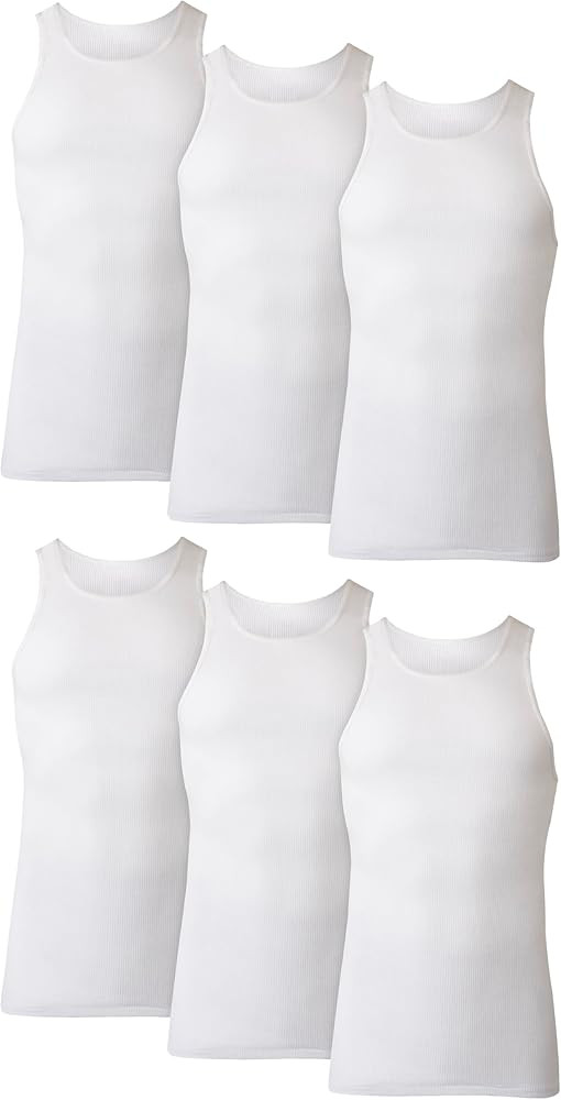 Hanes Men's Tank Top Undershirt Pack, Moisture-Wicking Cotton Ribbed Tanks for Men, Multi-Pack, W... | Amazon (US)