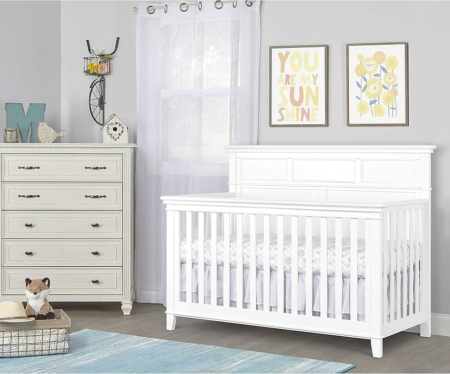 Dream On Me Dover 4-In-1 Convertible Crib In White, Three Mattress Height Settings, Fixed Station... | Amazon (US)