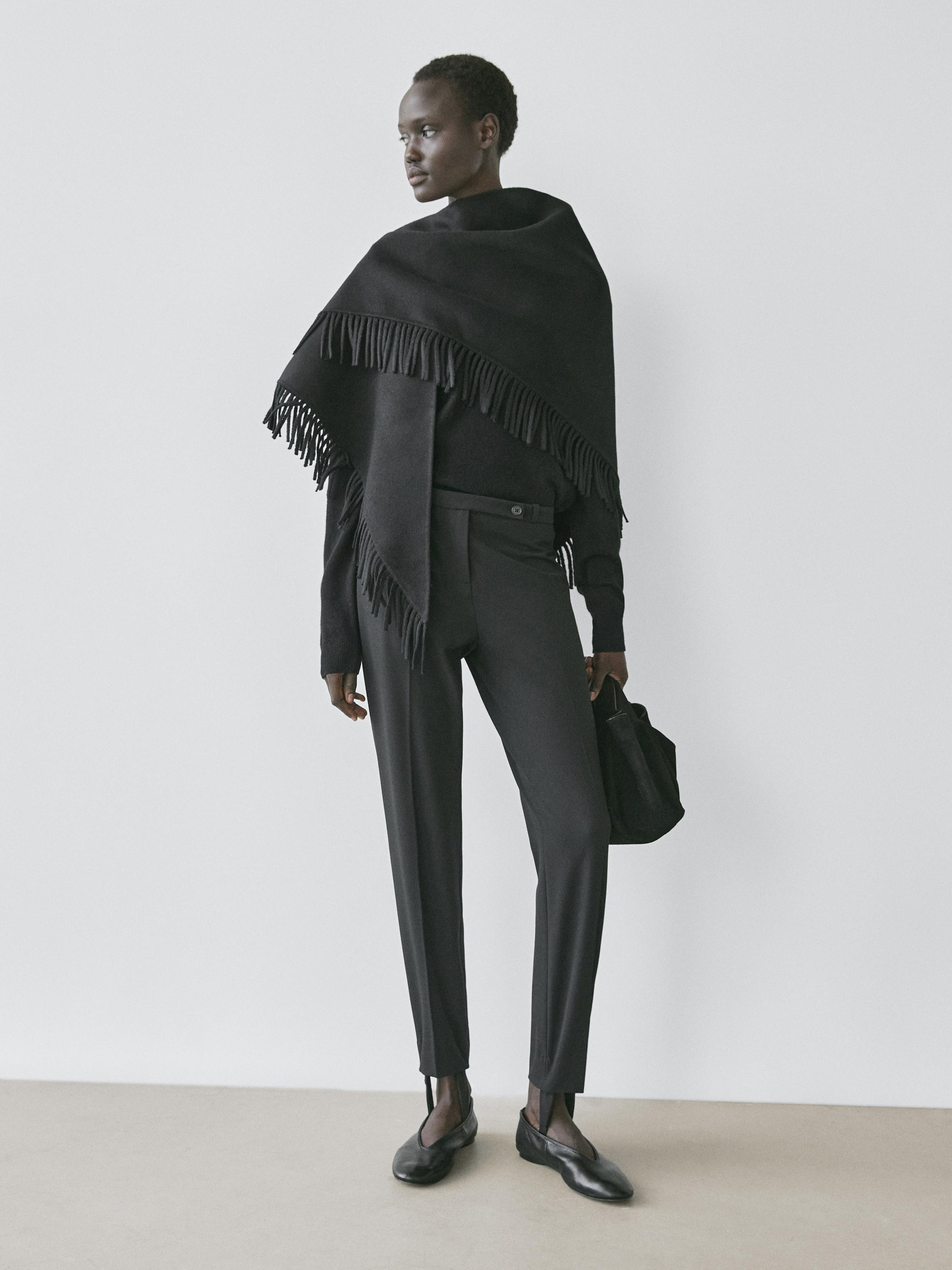 Pantaloni con dettaglio di orlo elasticizzato | Massimo Dutti IT