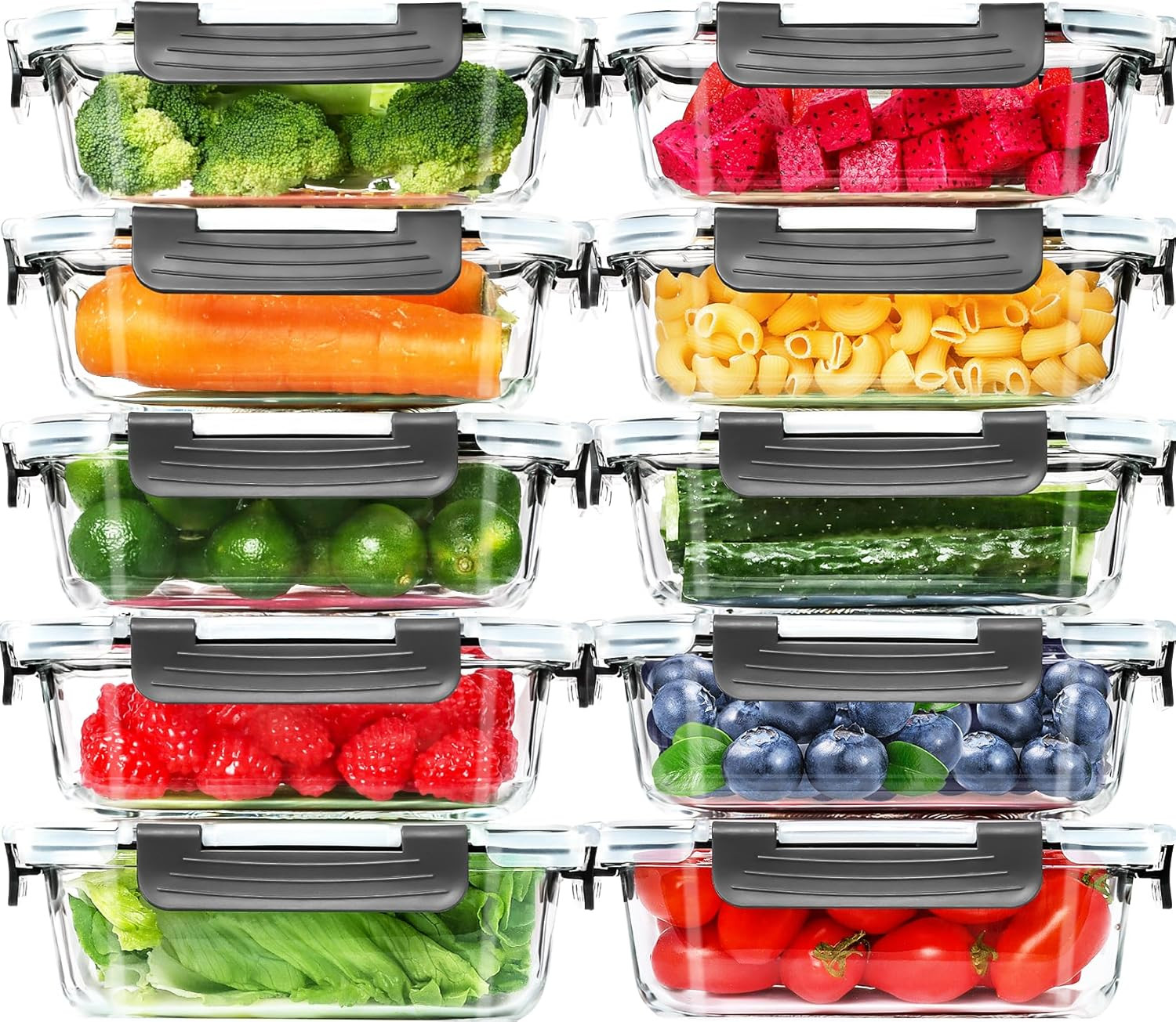 Skroam 10 Pack Glass Meal Prep Containers, 22 OZ Glass Airtight Food Storage Containers with Lids... | Amazon (US)