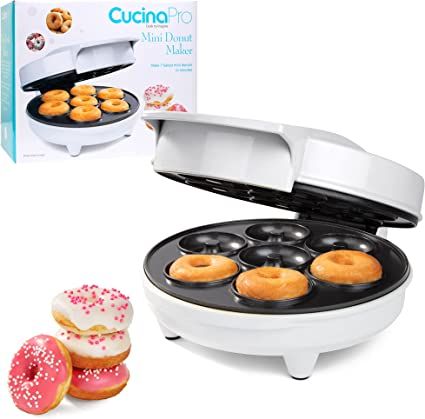 CucinaPro Mini Donut Maker - Electric Non-Stick Surface Makes 7 Small Doughnuts, Decorate or Ice ... | Amazon (US)