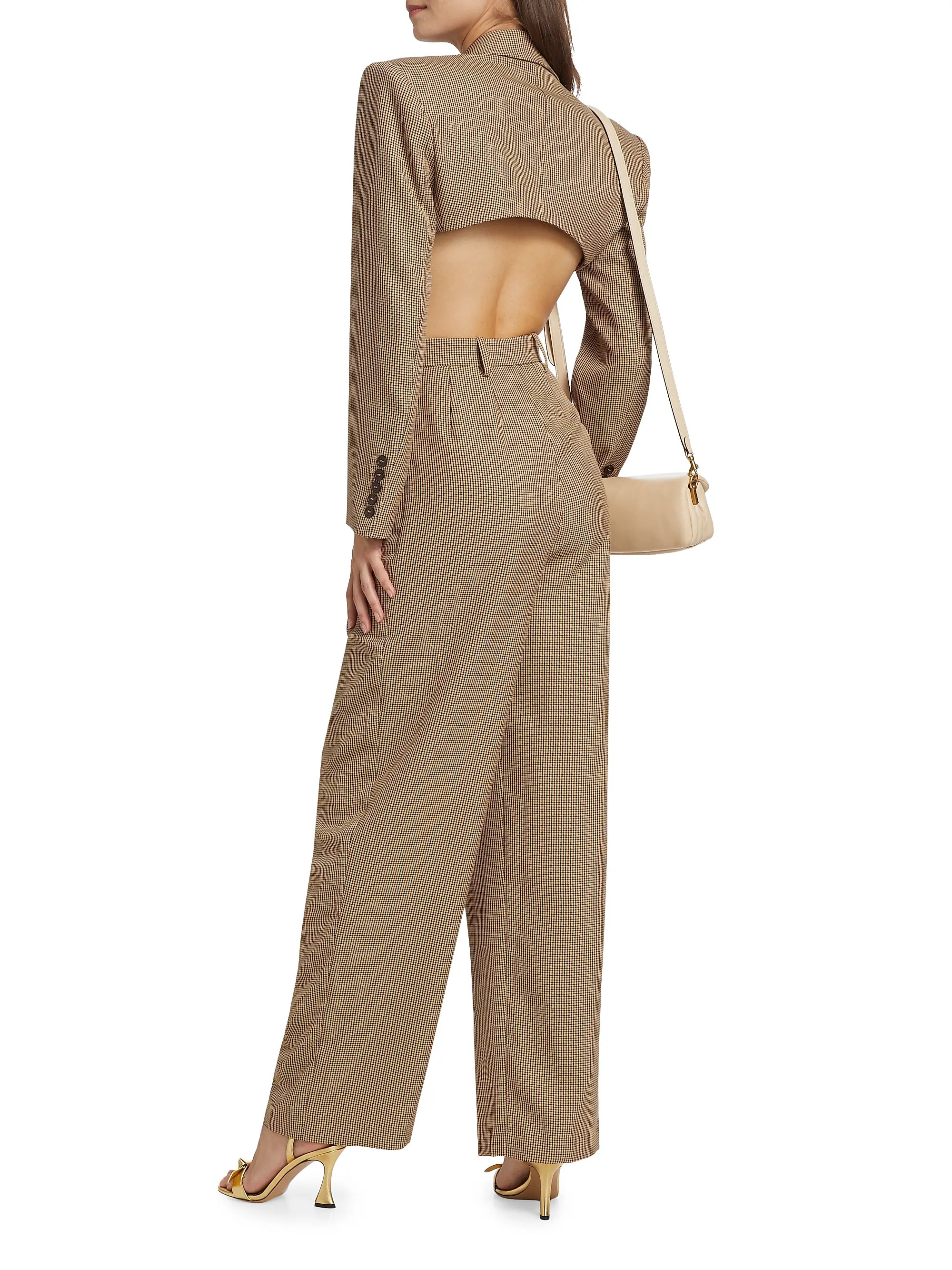 Shop Ronny Kobo Amschel Houndstooth Cut-Out Jumpsuit | Saks Fifth Avenue | Saks Fifth Avenue
